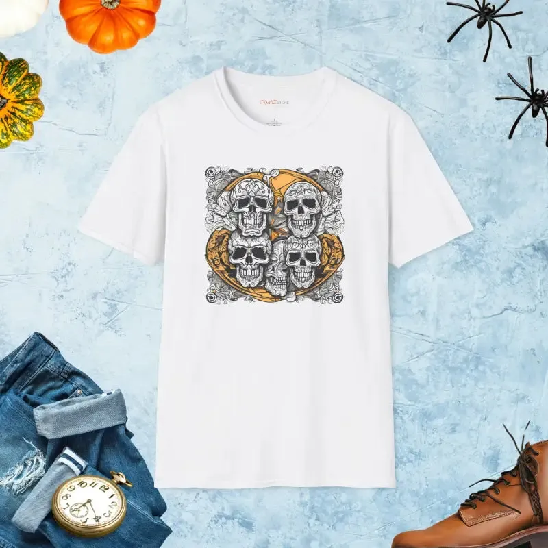 Spooky Softstyle t Shirt with Scary Skulls