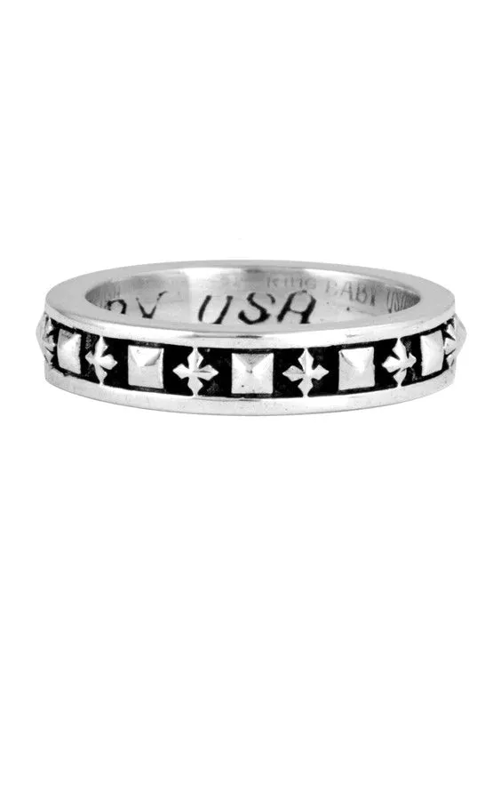 Stackable Studded Ring w/MB Crosses