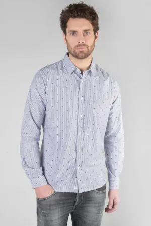 Stars Striped Longsleeve Shirt with Star Print in White