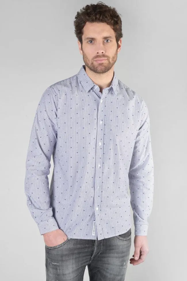 Stars Striped Longsleeve Shirt with Star Print in White
