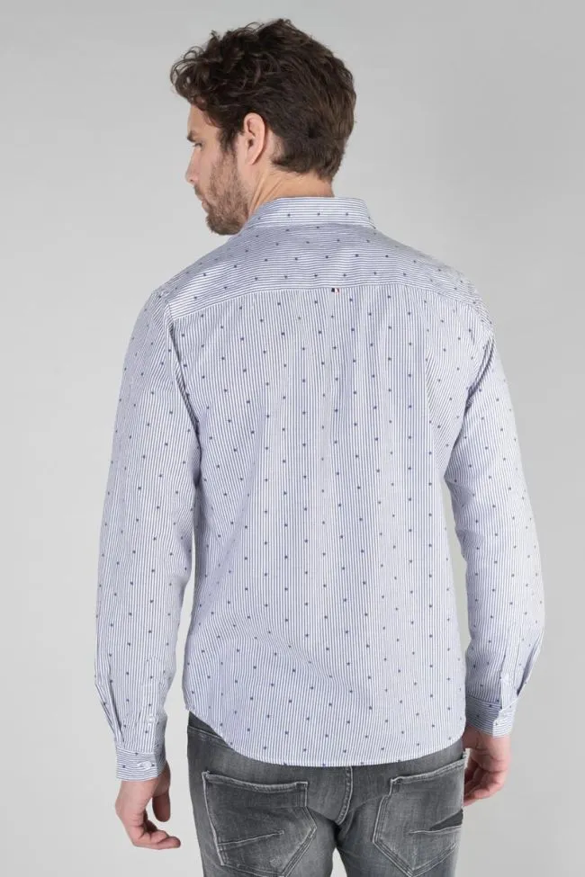 Stars Striped Longsleeve Shirt with Star Print in White