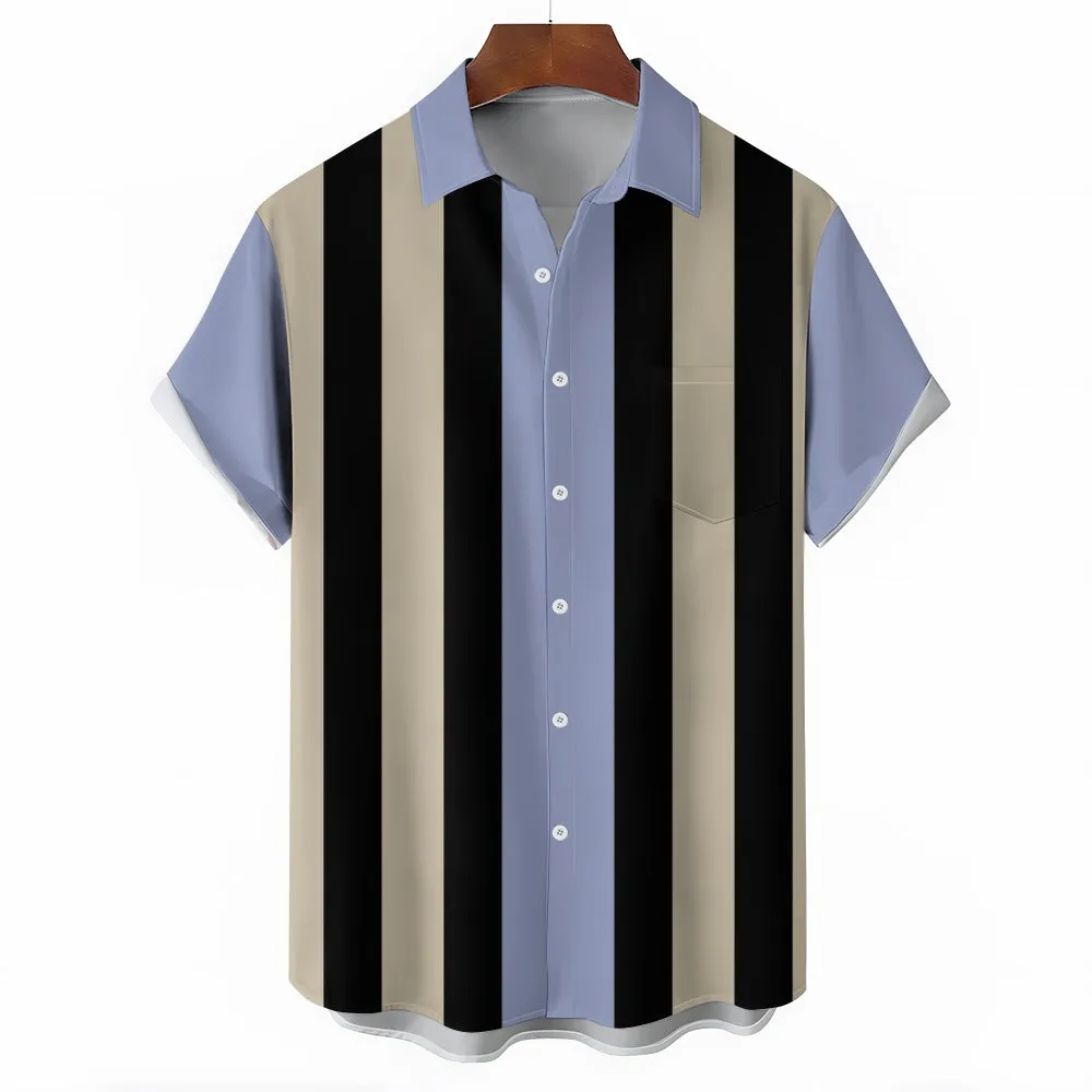 Striped Casual Oversized Short-Sleeved Shirt 2407002223