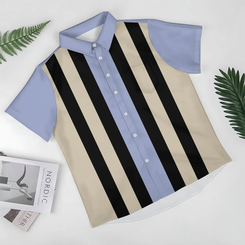 Striped Casual Oversized Short-Sleeved Shirt 2407002223