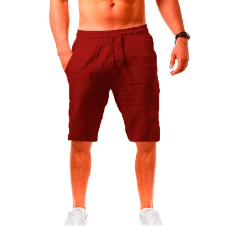 Summe Men's Linen Cotton Shorts Pants Male Breathable Solid Color Trousers Fitness Streetwear 3XL
