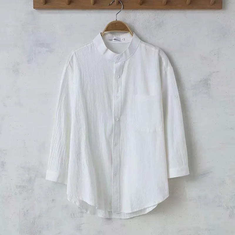 Summer Linen Shirt Men's Cotton And Linen Casual Loose Shirt