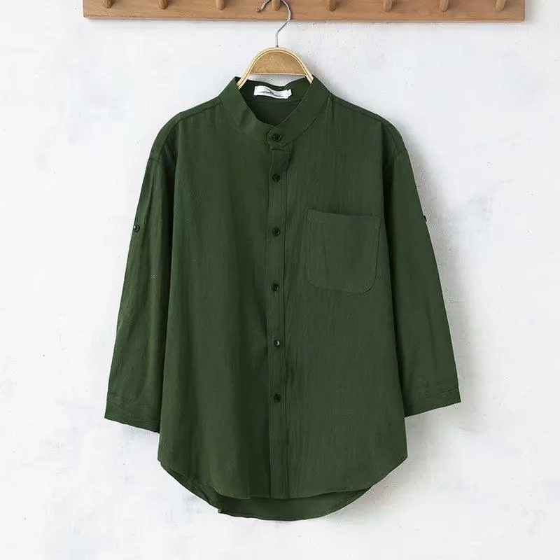 Summer Linen Shirt Men's Cotton And Linen Casual Loose Shirt