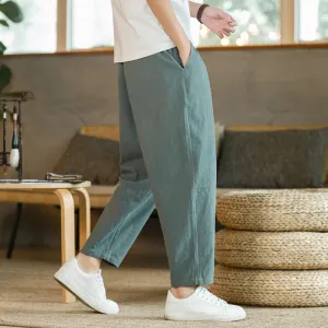 Summer Men's Cotton Linen Casual Trousers - Breathable, Loose, and Stylish
