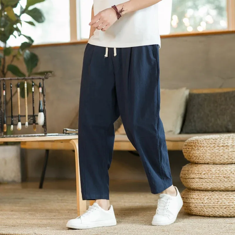 Summer Men's Cotton Linen Casual Trousers - Breathable, Loose, and Stylish