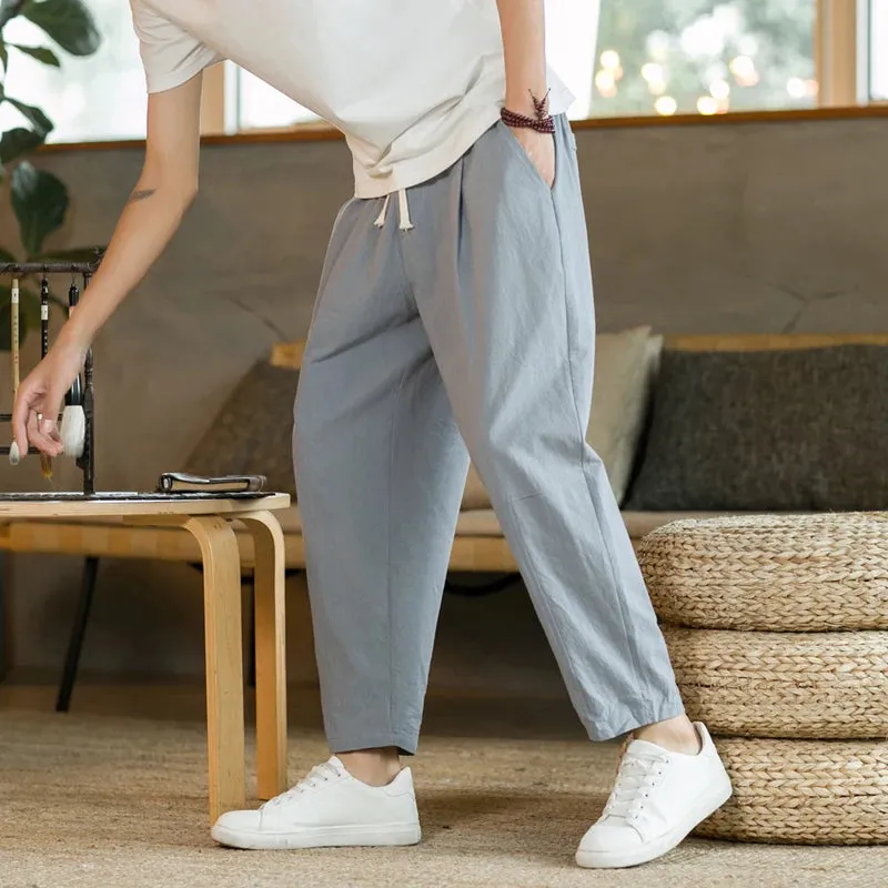 Summer Men's Cotton Linen Casual Trousers - Breathable, Loose, and Stylish