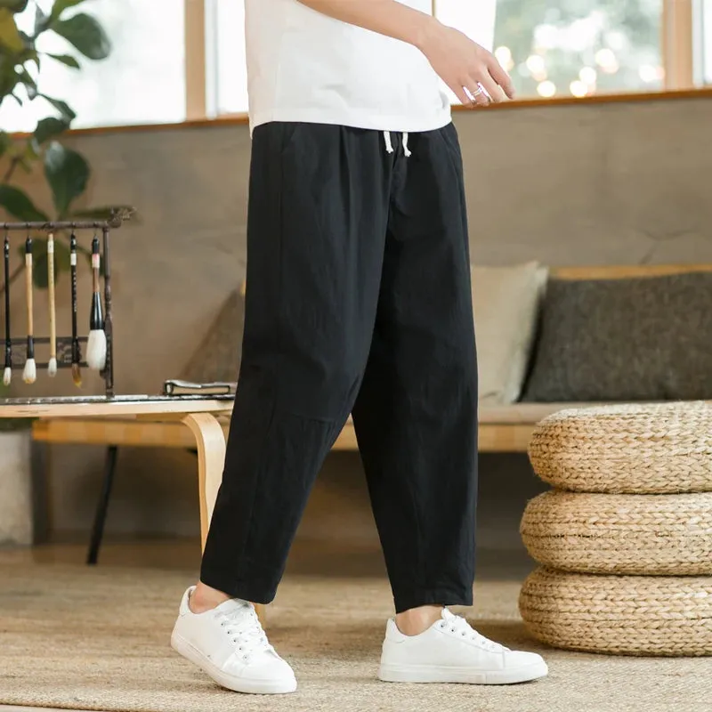 Summer Men's Cotton Linen Casual Trousers - Breathable, Loose, and Stylish