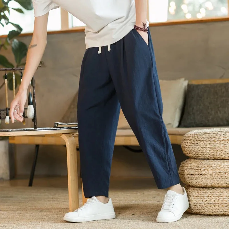 Summer Men's Cotton Linen Casual Trousers - Breathable, Loose, and Stylish