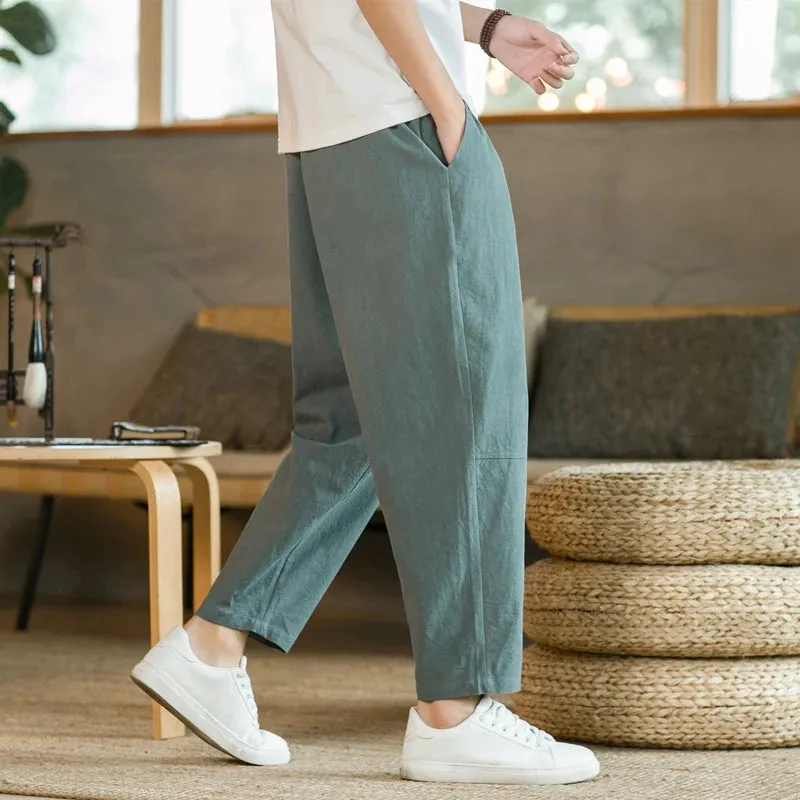 Summer Men's Cotton Linen Casual Trousers - Breathable, Loose, and Stylish