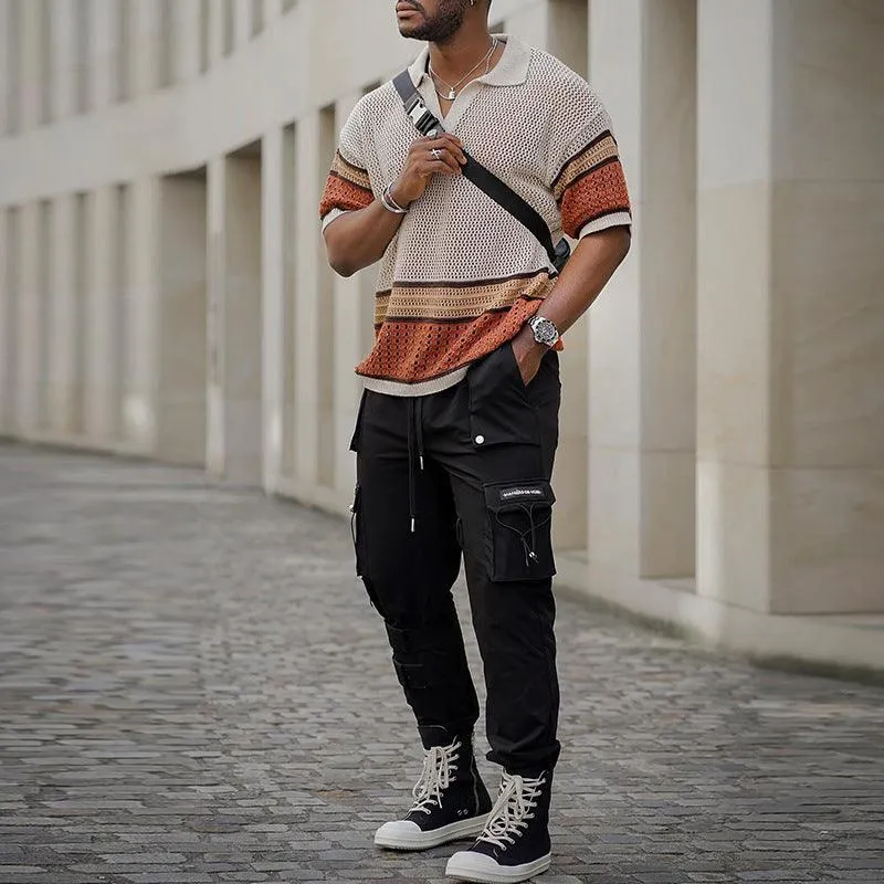 Summer New Woolen Short-sleeved T-shirt Knitwear Top For Men