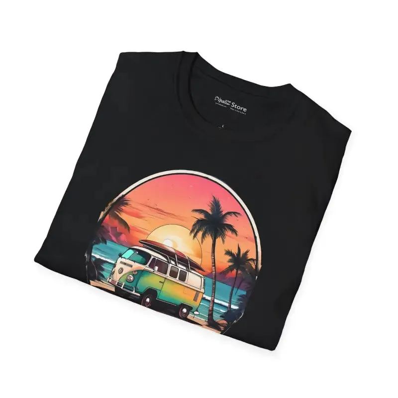 Sunset Voyage Vintage Van Vibes Tee for Laidback Ease