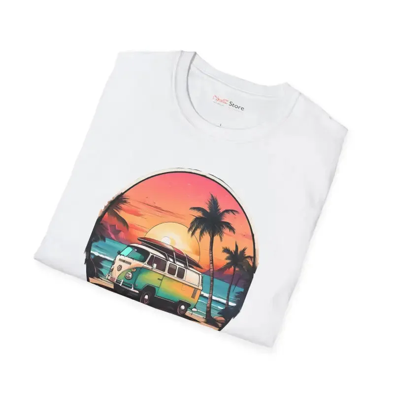 Sunset Voyage Vintage Van Vibes Tee for Laidback Ease