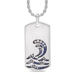 Surf Rider Beach Sterling Silver Blue Sapphire & Topaz Stone Tag