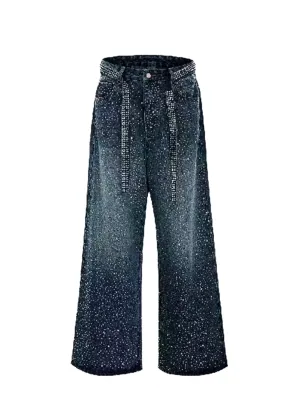 Swarovski Crystal-Embellished Washed Loose-Fit Jeans