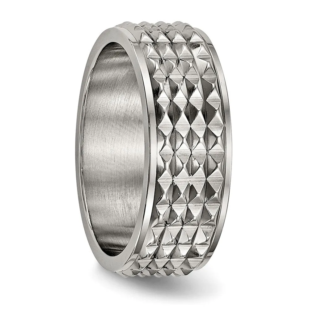 Titanium Polished 8mm Studded Band