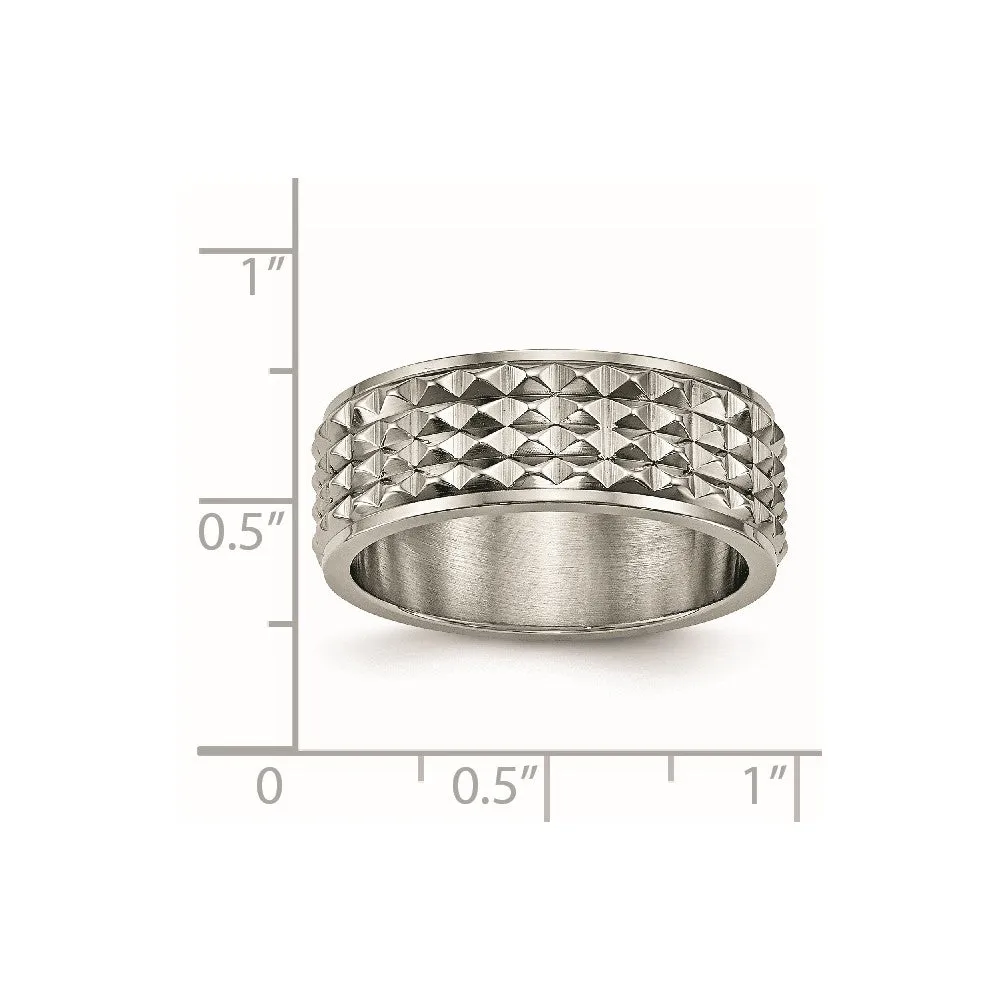 Titanium Polished 8mm Studded Band
