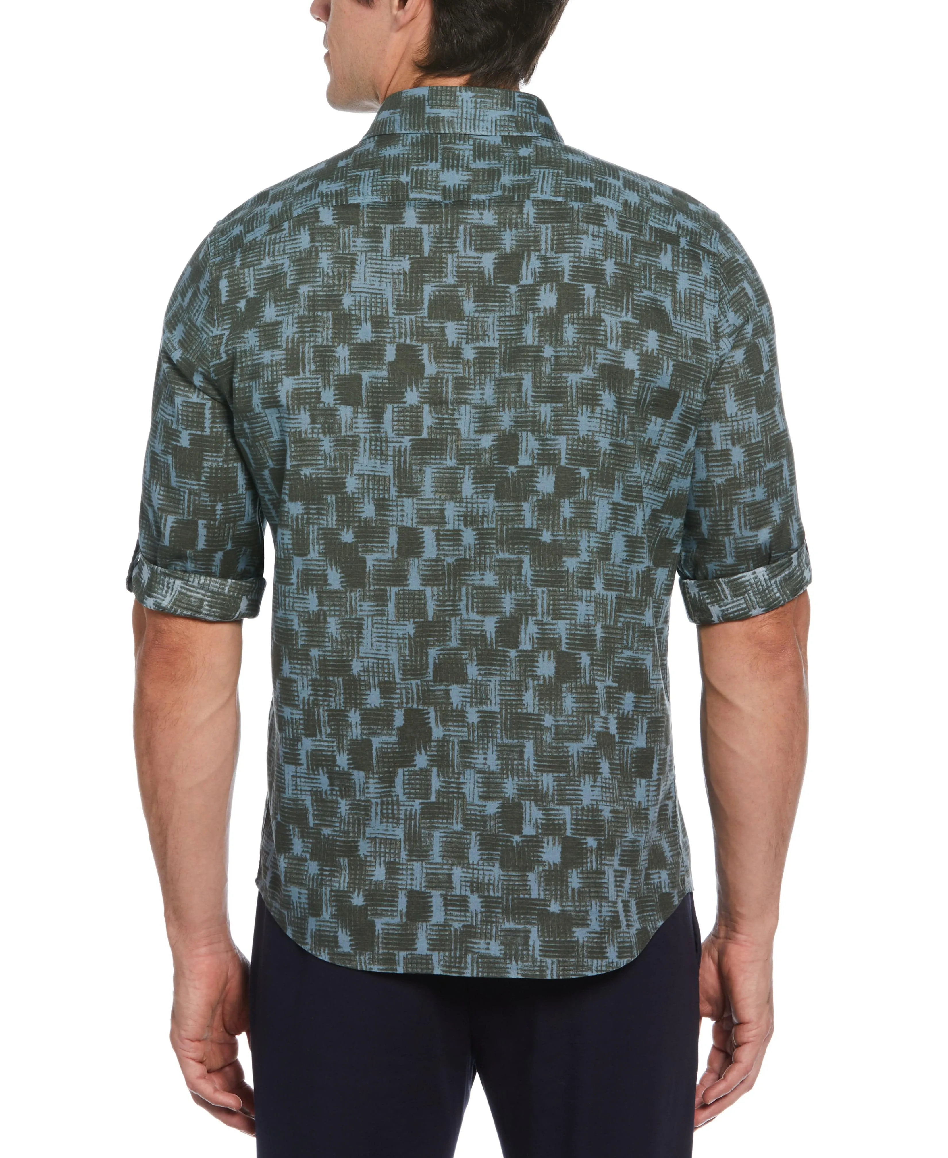 Tua X Perry Ellis Collaboration Untucked Cotton Poplin Shirt - Blue