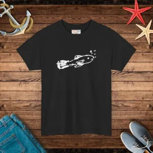 Unisex Heavy Cotton Tee with Hand Drawn Fish