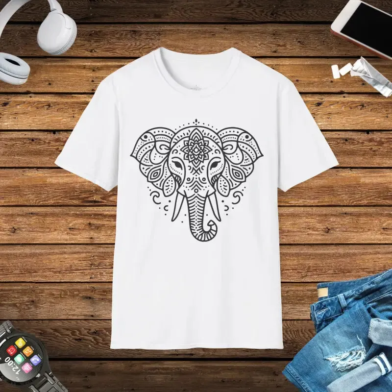Unisex Softstyle t Shirt Mandala Elephant Vibes