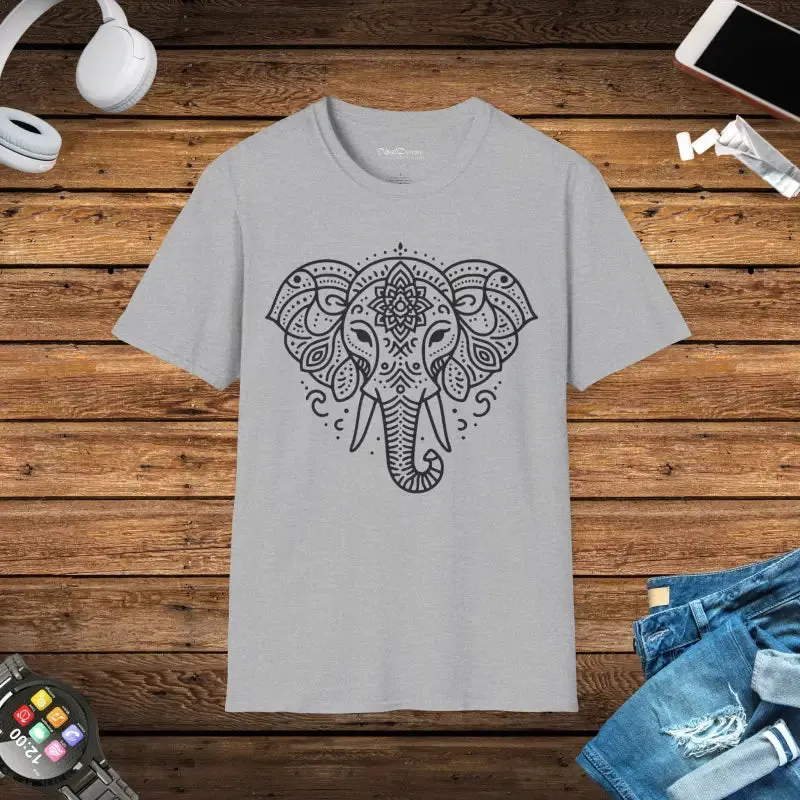 Unisex Softstyle t Shirt Mandala Elephant Vibes