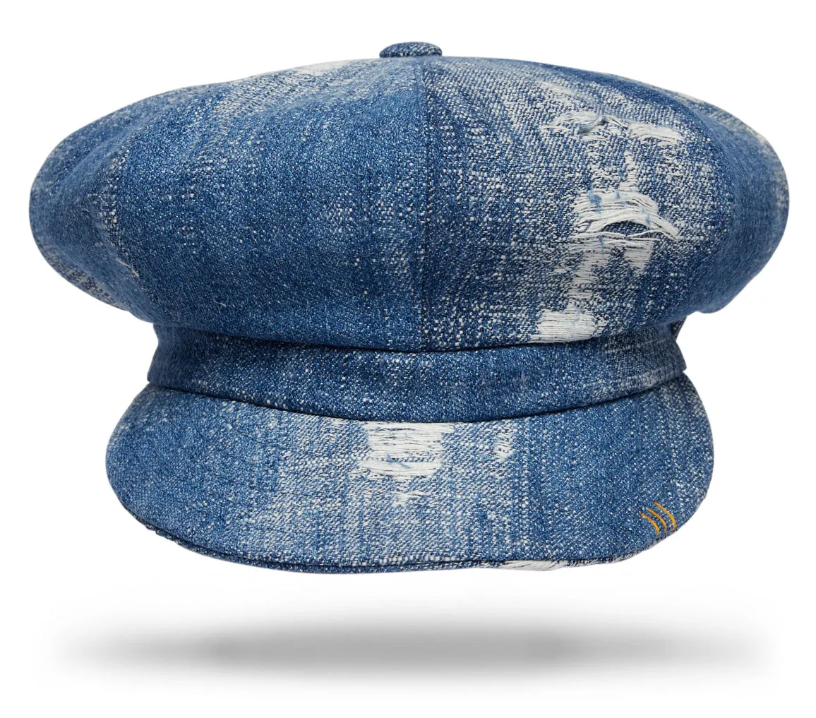 Upcycled Denim Newsboy Cap W