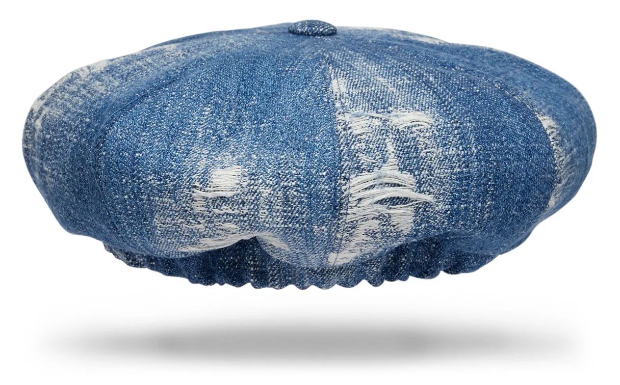 Upcycled Denim Newsboy Cap W