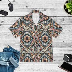 Vibrant Geometric Hawaiian Camp Shirt for Men