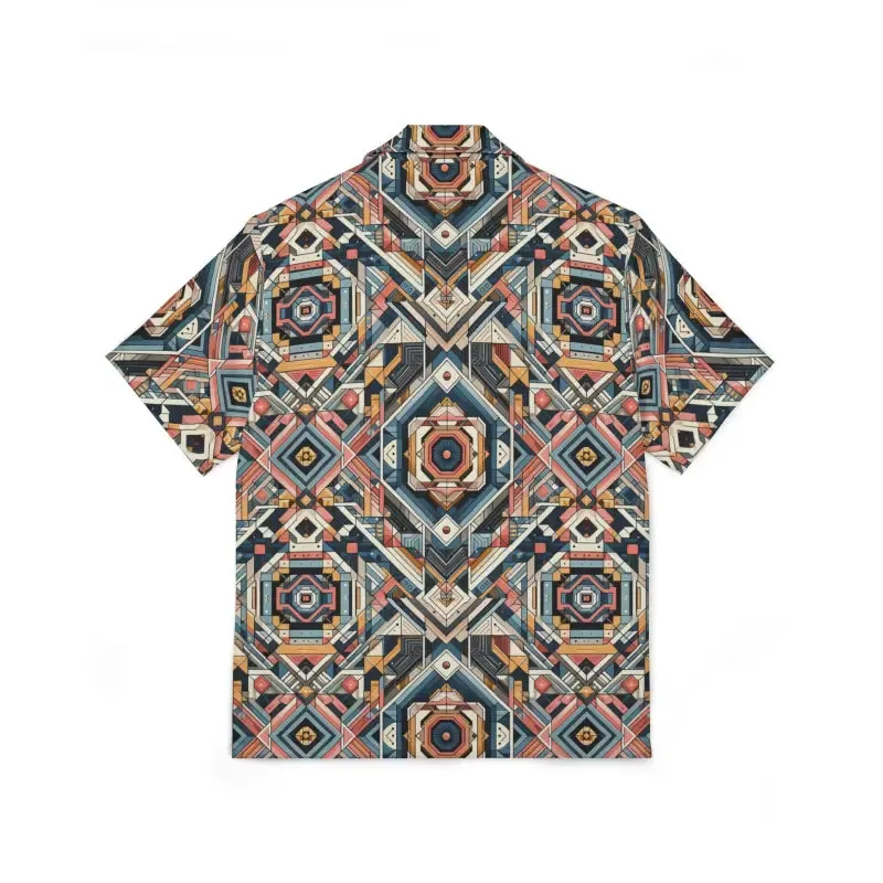 Vibrant Geometric Hawaiian Camp Shirt for Men