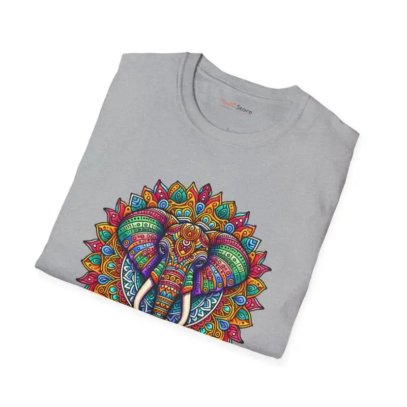 Vibrant Softstyle t Shirt with Colorful Mandal Art