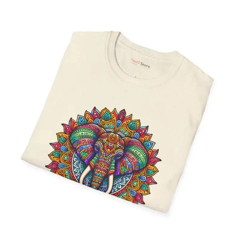 Vibrant Softstyle t Shirt with Colorful Mandal Art