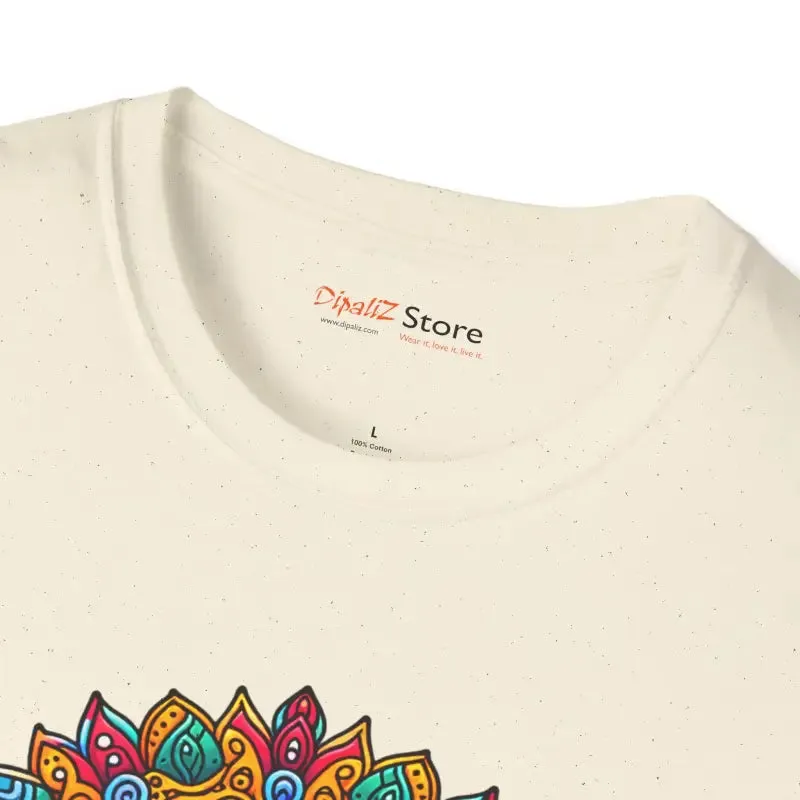 Vibrant Softstyle t Shirt with Colorful Mandal Art