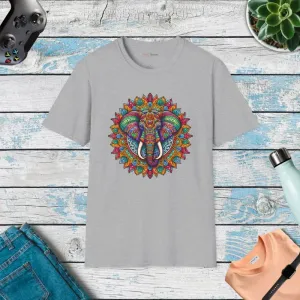 Vibrant Softstyle t Shirt with Colorful Mandal Art