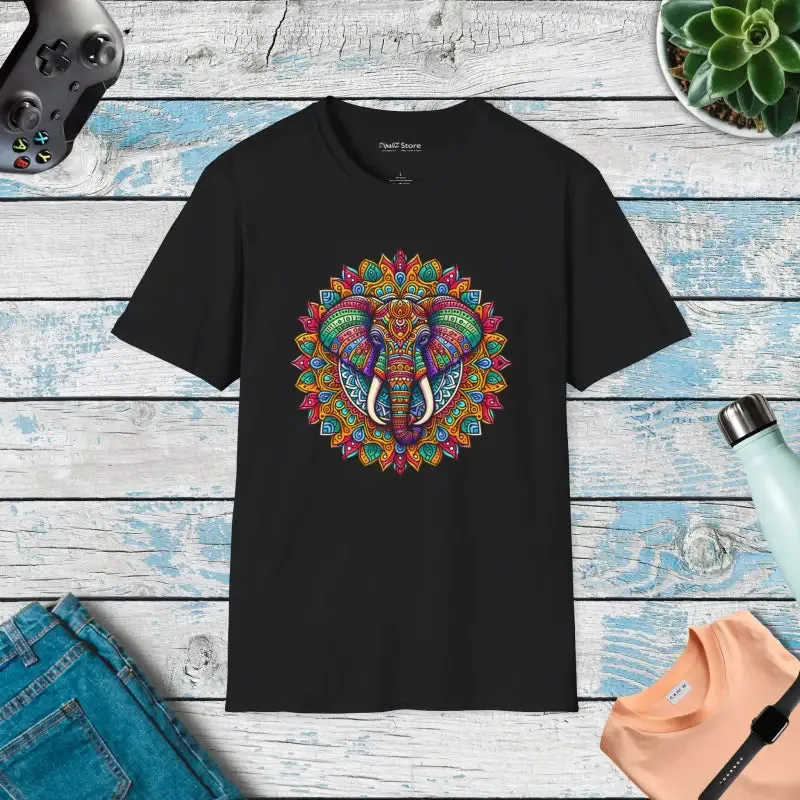 Vibrant Softstyle t Shirt with Colorful Mandal Art