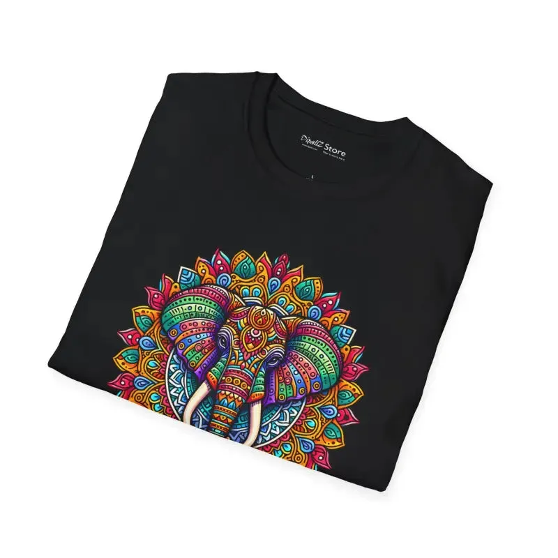 Vibrant Softstyle t Shirt with Colorful Mandal Art