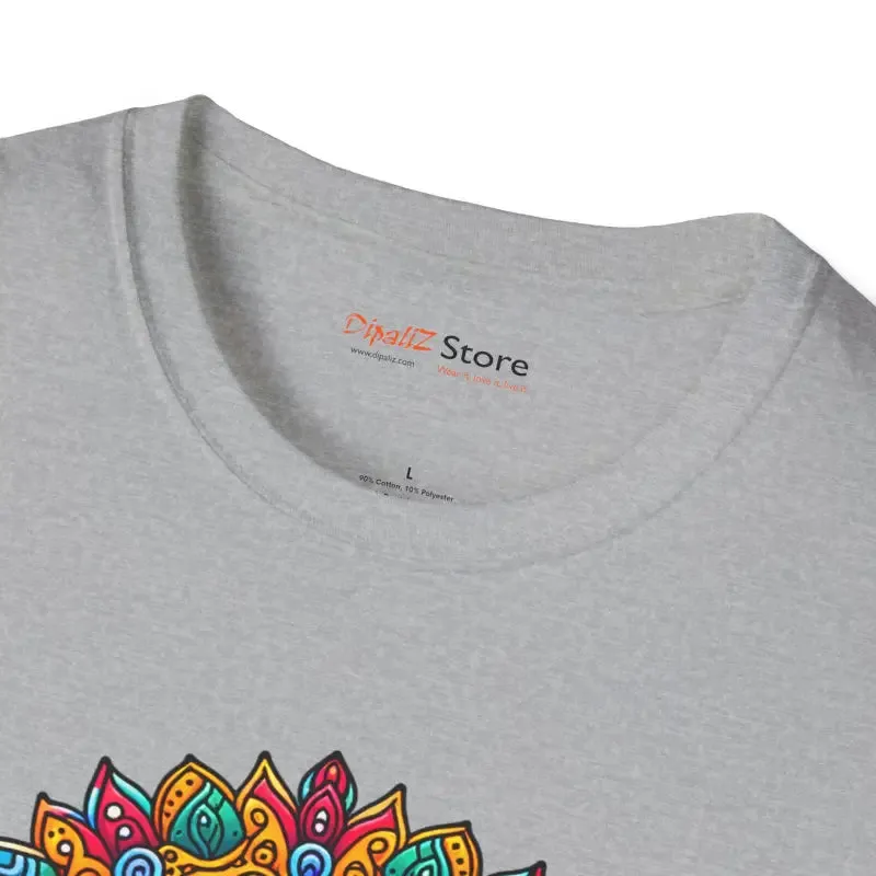 Vibrant Softstyle t Shirt with Colorful Mandal Art