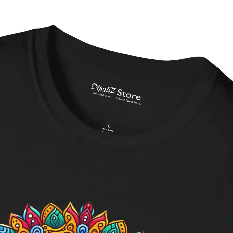 Vibrant Softstyle t Shirt with Colorful Mandal Art