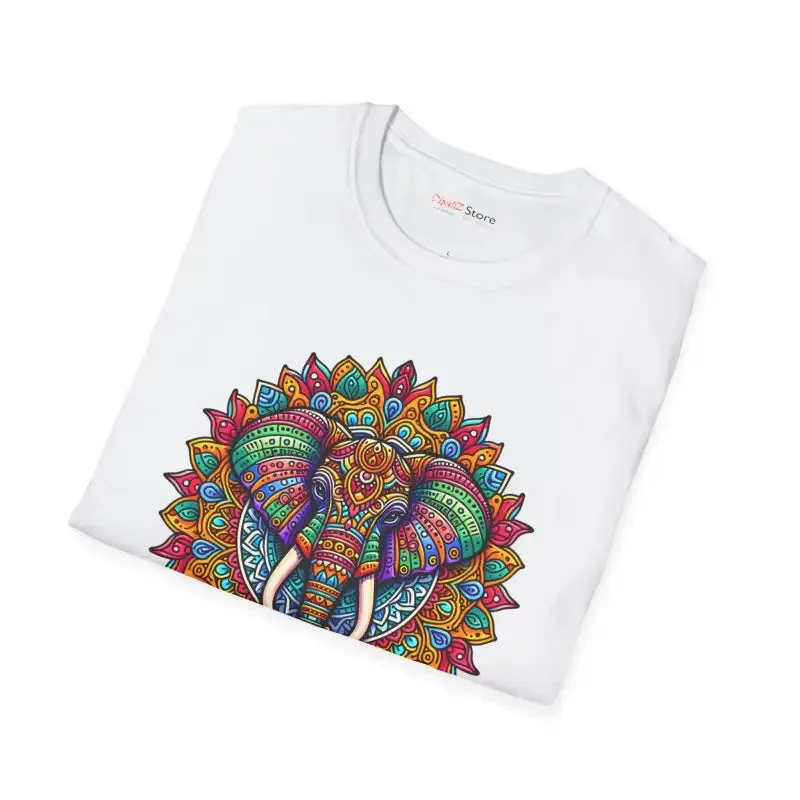 Vibrant Softstyle t Shirt with Colorful Mandal Art