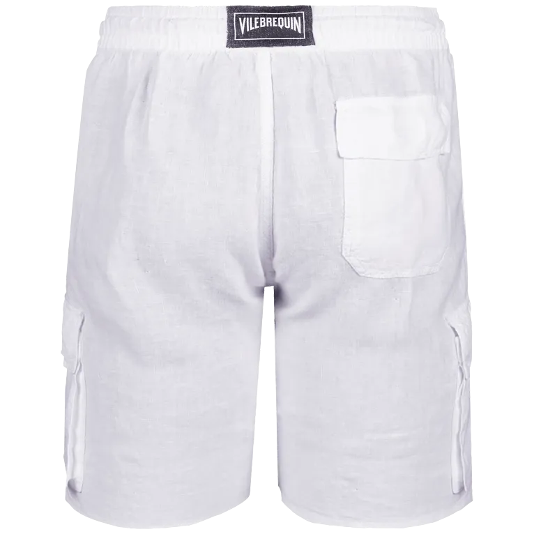 VILEBREQUIN Men Cargo Linen Bermuda Shorts Solid