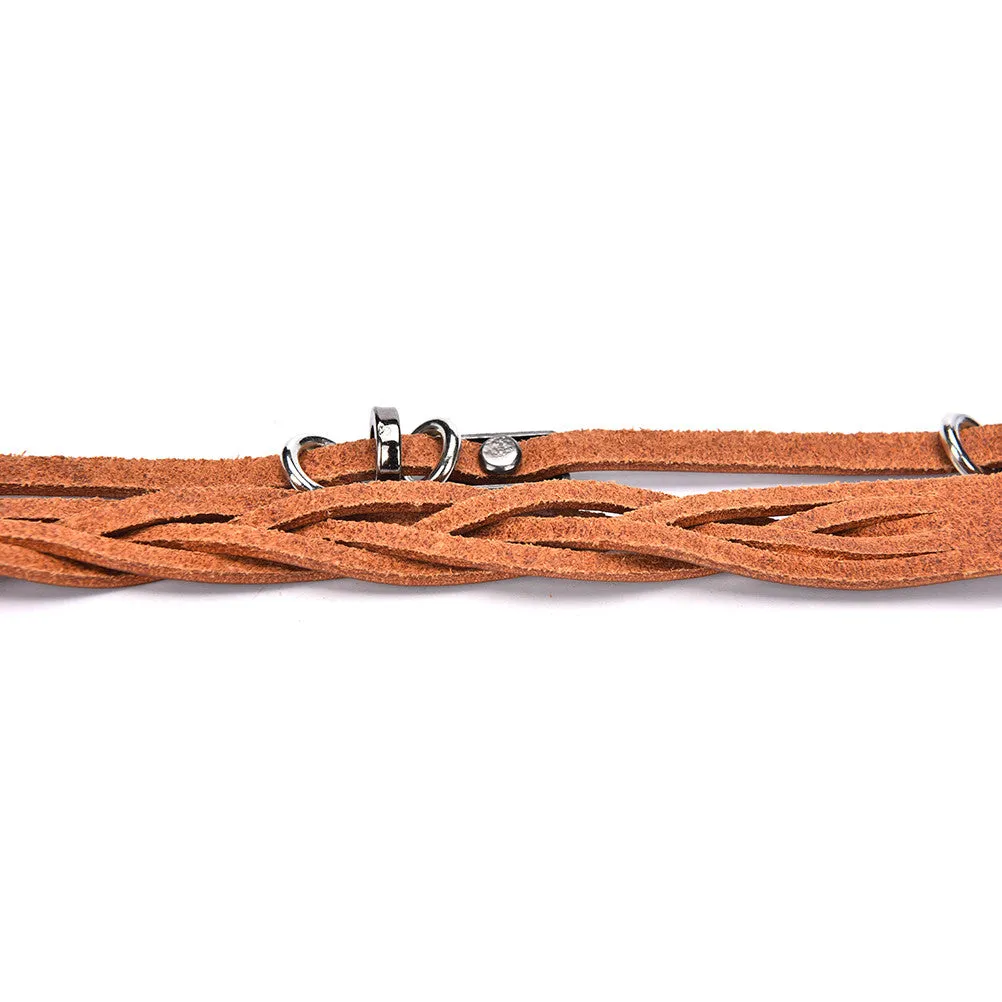 Vintage Men's (Brown) Metal Steel Studded Surfer Leather Bangle Cuff Bracelet