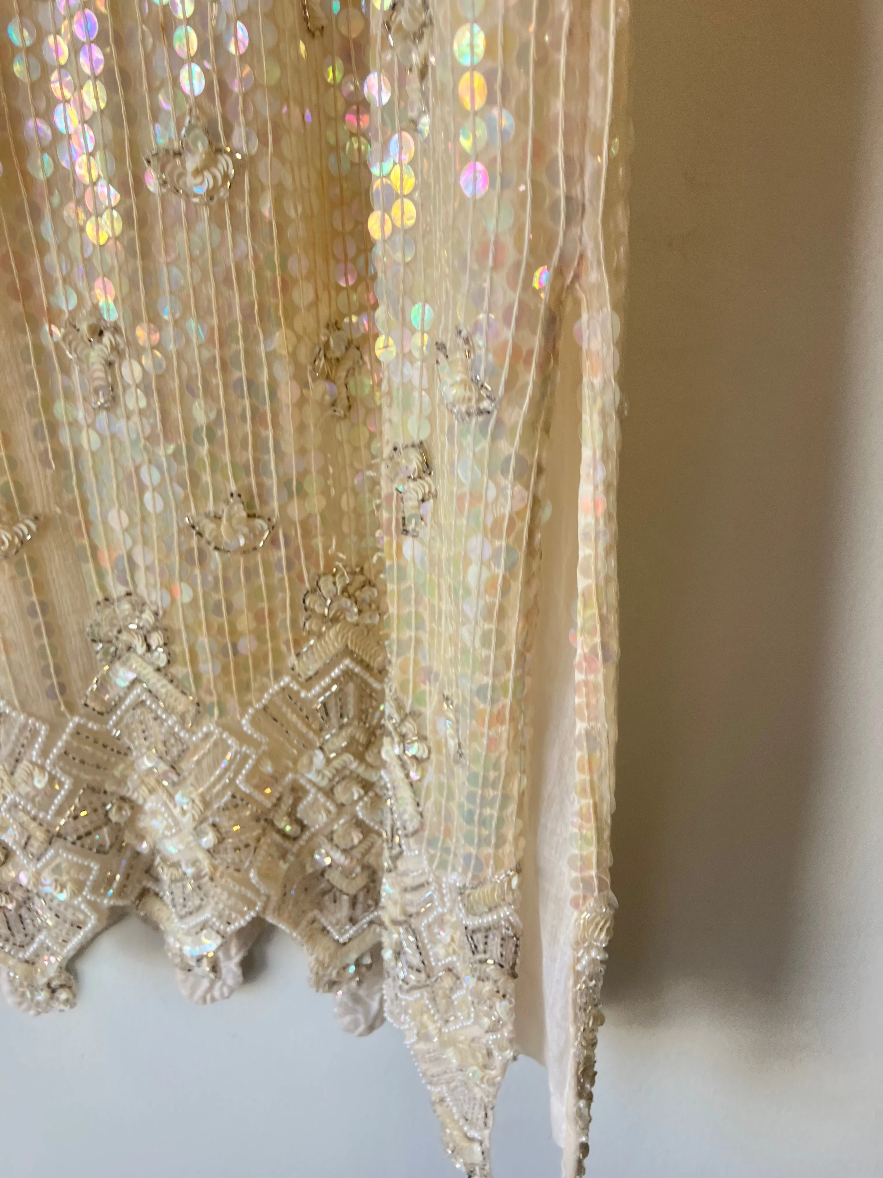 Vintage Sistermax Cream Sequin Cocktail Dress with Matching Belt