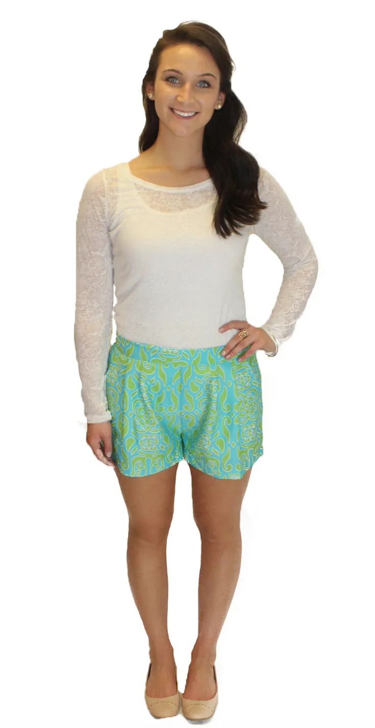 Virginia Shorts - Teal Print
