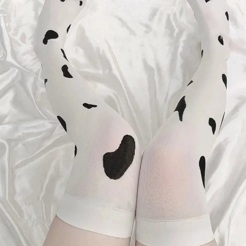 Women’s Sexy Cow Print Thigh-High Stockings – Kawaii & Cosplay-Ready