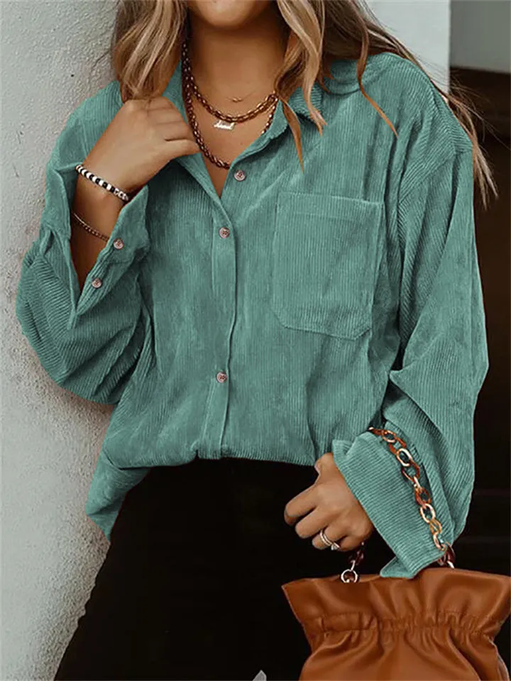 Women's Solid Color Simple Style Long-Sleeved Blouse