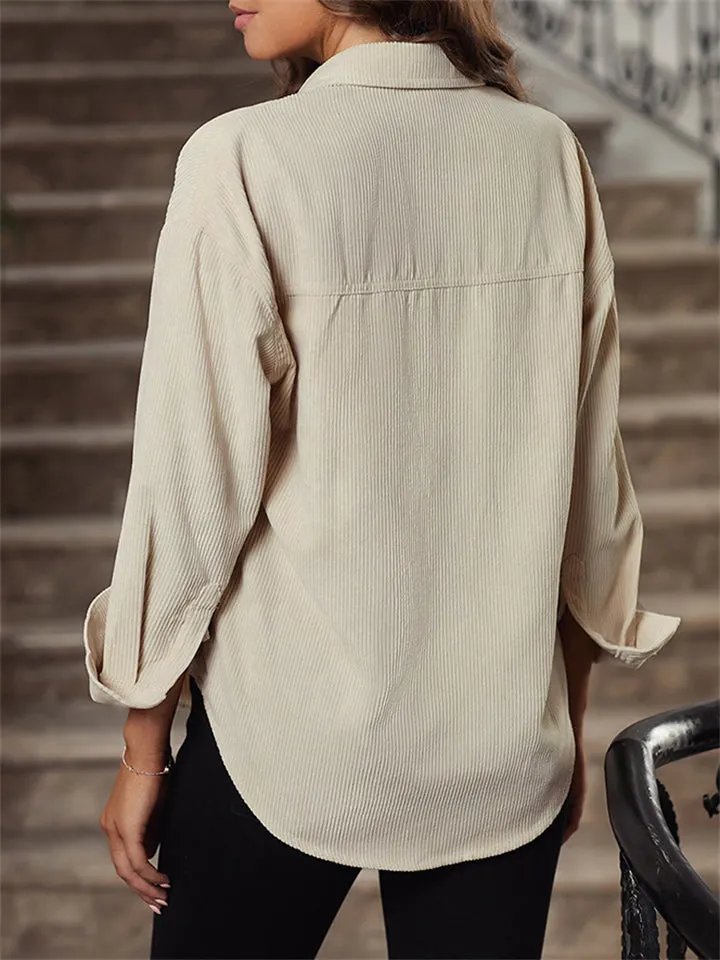 Women's Solid Color Simple Style Long-Sleeved Blouse