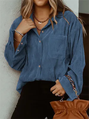 Women's Solid Color Simple Style Long-Sleeved Blouse